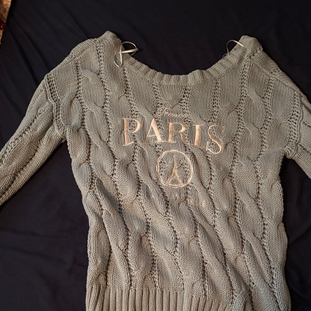 Aeropostalé Paris Cable Knit Sweater - Baby Blue